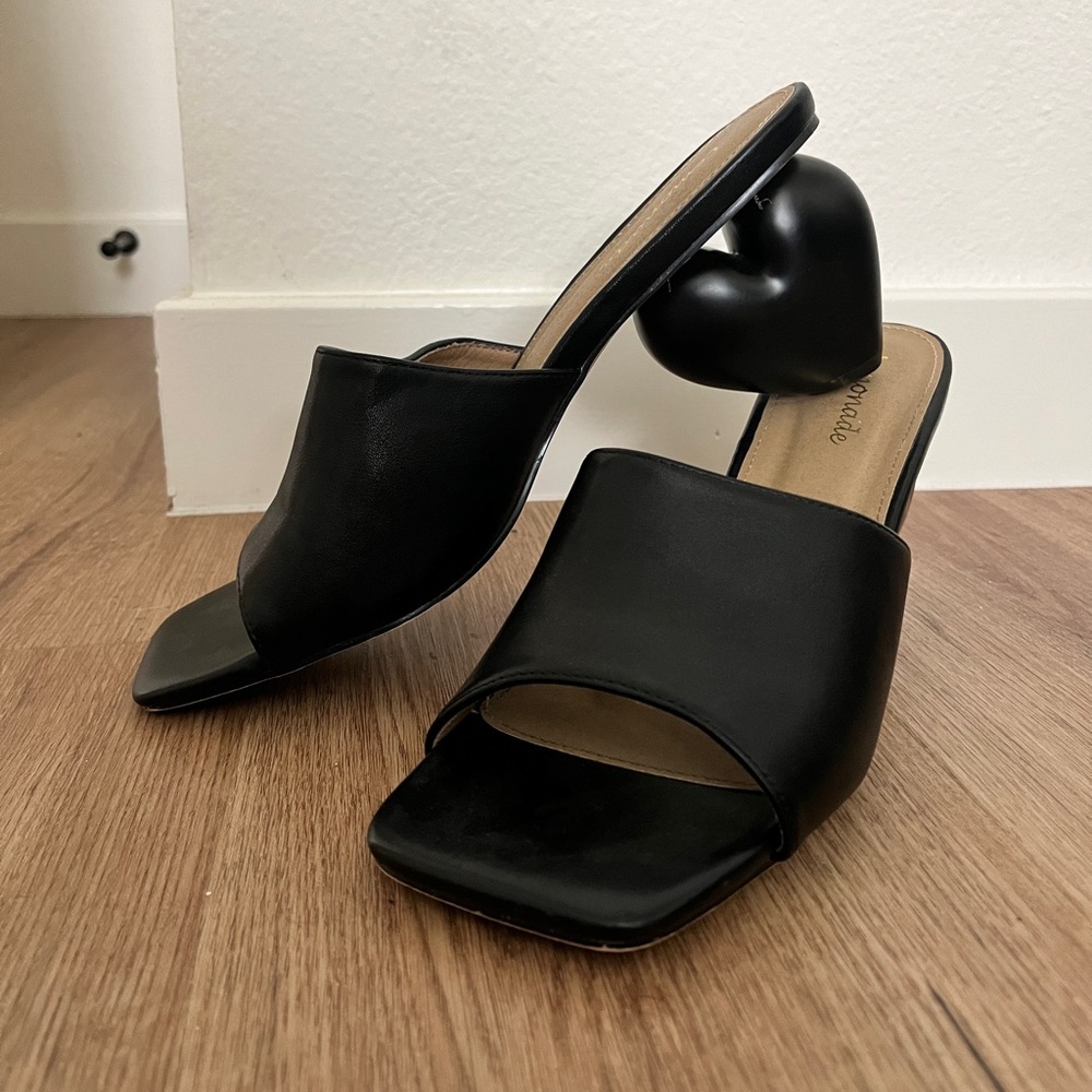 Heart Block Heel Sandals